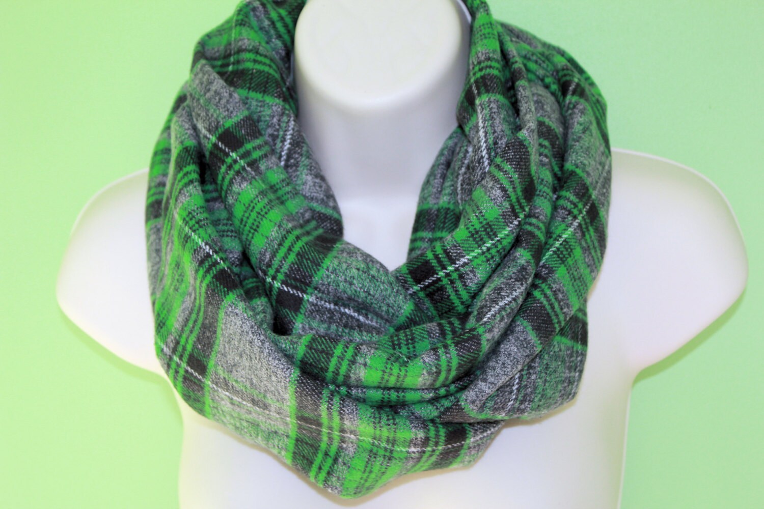 green and gray scarf