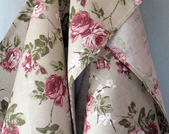 Linen Cotton Dish Towels Rose Flowers - Tea Towels set of 2