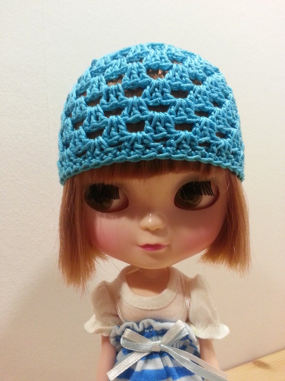 Download Items similar to Granny Square Turquoise Crochet Beanie for Blythe on Etsy