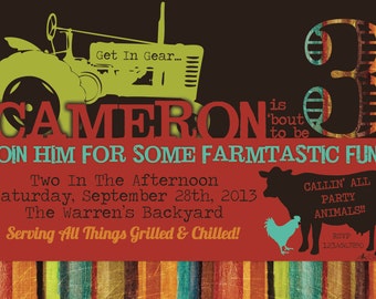 Farm/Tractor/Rancher Themed Birthday Invitation- Birthday, Digital, John Deere