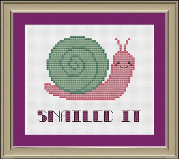 Snailed it: funny snail cross-stitch pattern