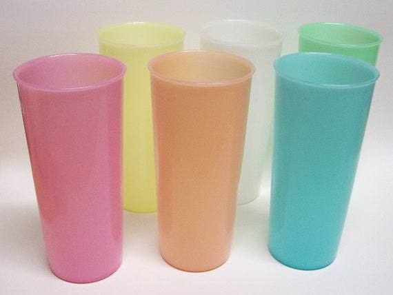Vintage Tupperware 12oz Tumblers Glasses Pastel Colors Set of