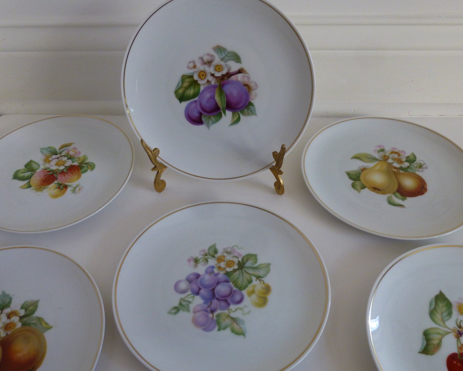 Hutschenreuther Selb Bavarian Fruit Plates set of 6 c1920-1957