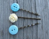 Decorative hair pins bobby pins flower bobby pin button hair pin rose turquoise gift ideas for her fresh modern spring summer trends