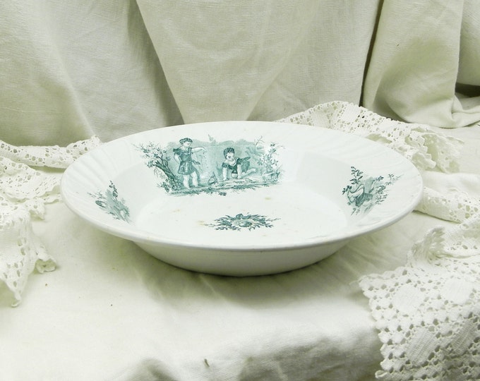 Large Antique French China Serving Bowl with a Cherub Motif / French Country Style Decor / Chateau Chic/ Shabby Chic/ Ceramic/ Angels/ Home Large Antique French China Serving Bowl with a Cherub Motif / French Country Style Decor / Chateau Chic/ Shabby Chic/ Ceramic/ Angels/ Home