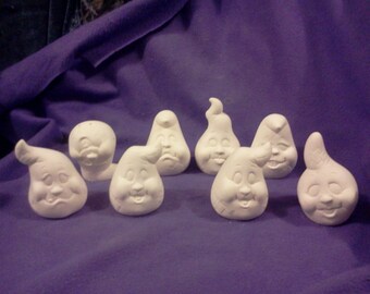 Ceramic Dona's Large Ghost Noggins with hands and Feet (set of 8) ready to paint