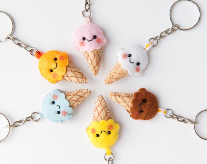 Kawaii Ice Cream Felt Keychain