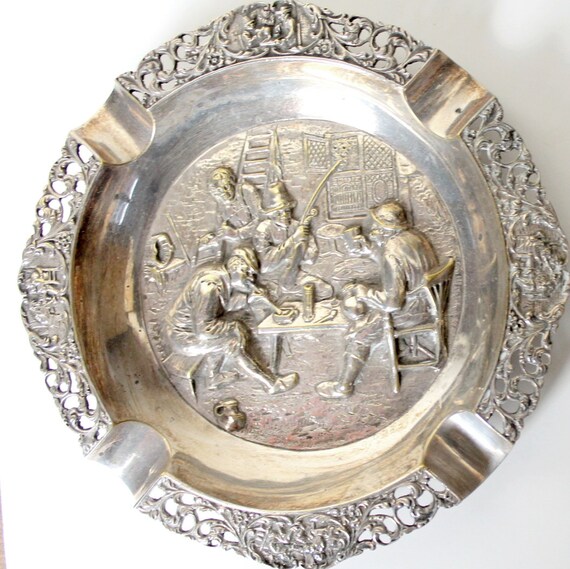 sterling silver plated ashtray silver home by Sweetlakevintage