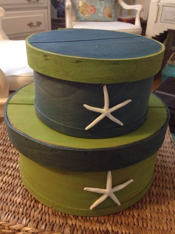 Painted round cheese boxes
