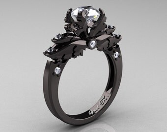 black cz wedding ring