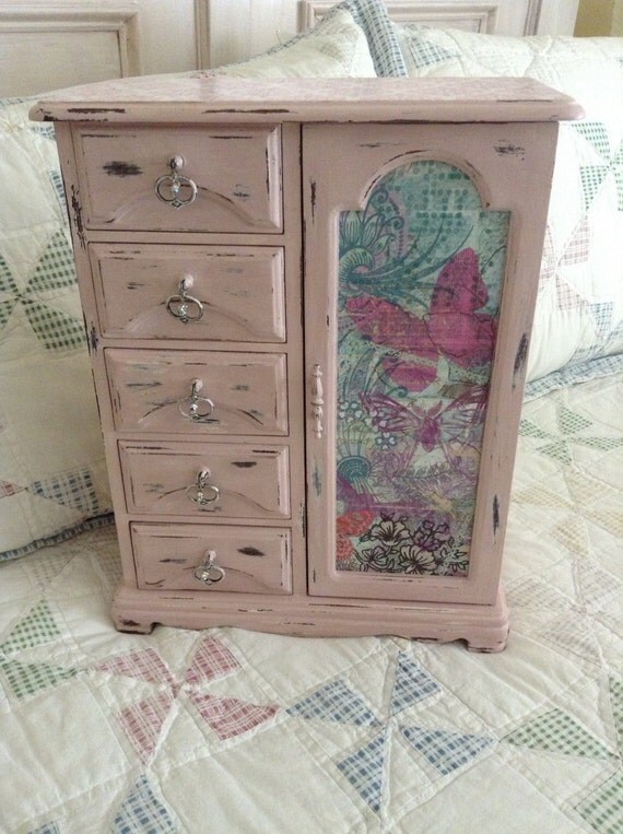 Jewelry Box Shabby Chic Repurposed Vintage Jewelry Box