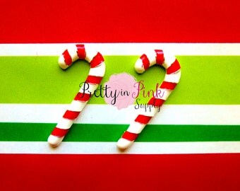 Candy Cane Metal Embellishment - Christmas Applique- Button- Rhinestone Embellishment- DIY Headband Supply