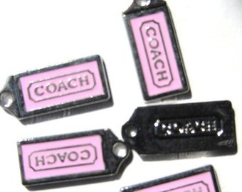 Set of 5 PINK RECTANGLE Charm Pendants (a-21)