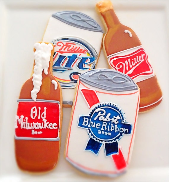 8 Vegan Beer Decorated Sugar Cookies by CompassionateCake on Etsy