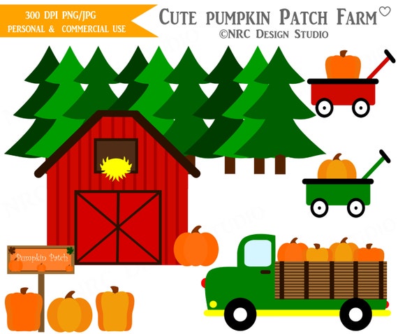 Cute Pumpkin Patch Clip Art Digital Fall by NRCDesignStudio