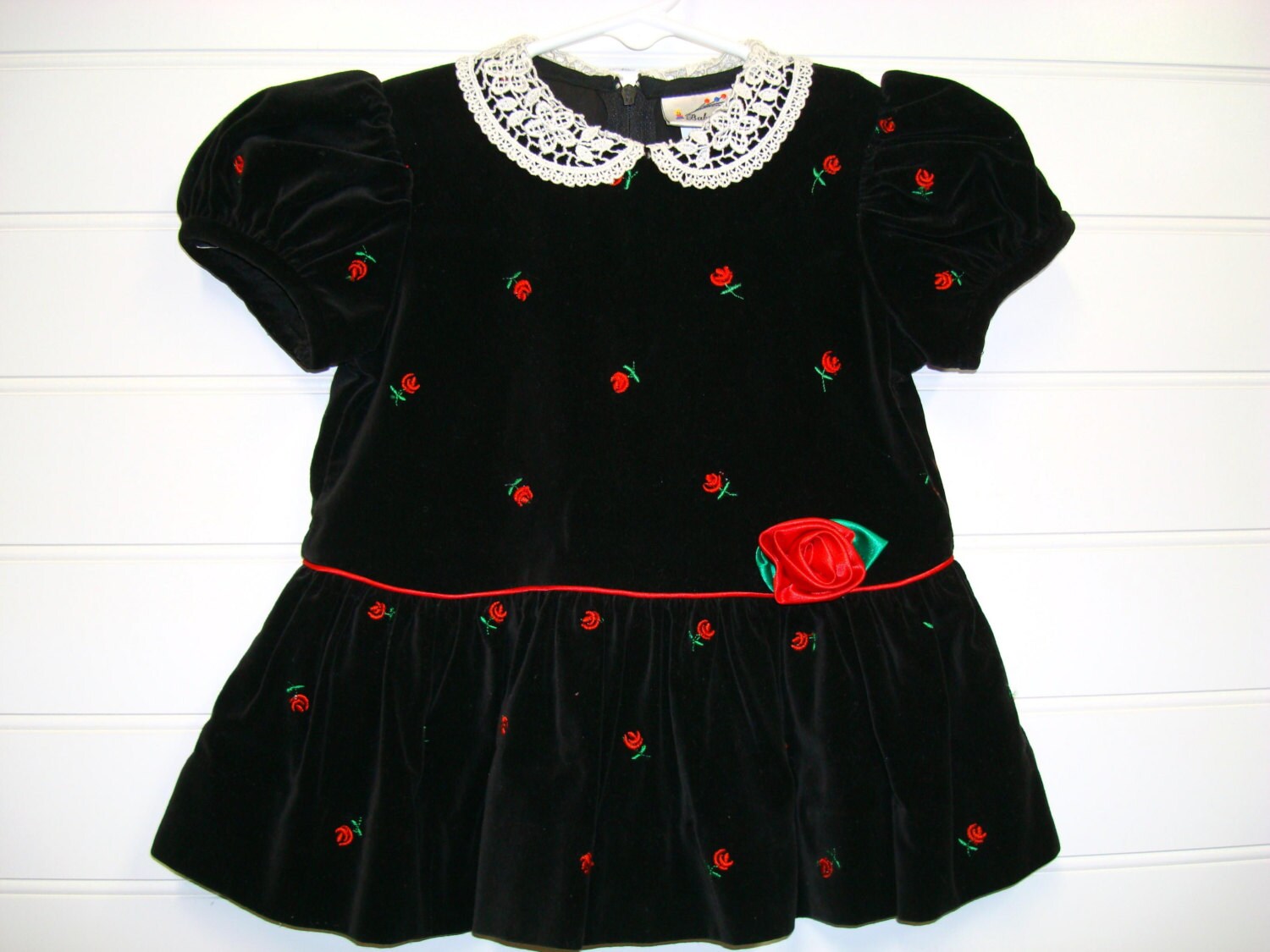 Vintage Baby Clothes Baby Girl Dress Black Velvet Christmas