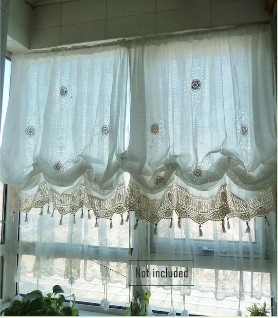 Sale: shabby chic drawnwork balloon curtains pull up di ... Tende schabby