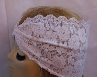 Pink Stretchy Lace headband Turban Headband Twist by SULTANHAIR
