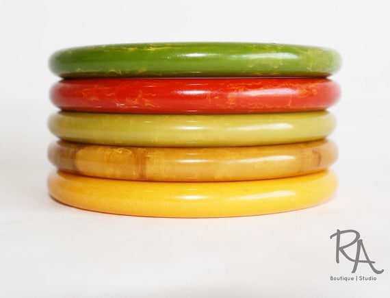 Vintage 1950s Bakelite Bangle Set 1950s Multi Color Bakelite