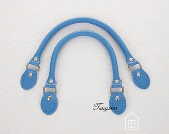 1 pair 16 inch Blue Color Synthetic Leather Bag Handles
