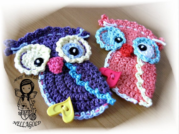 step pattern step crochet by owl Pattern DIY Applique PATTERN, Owl, 69 Crochet Autumnal