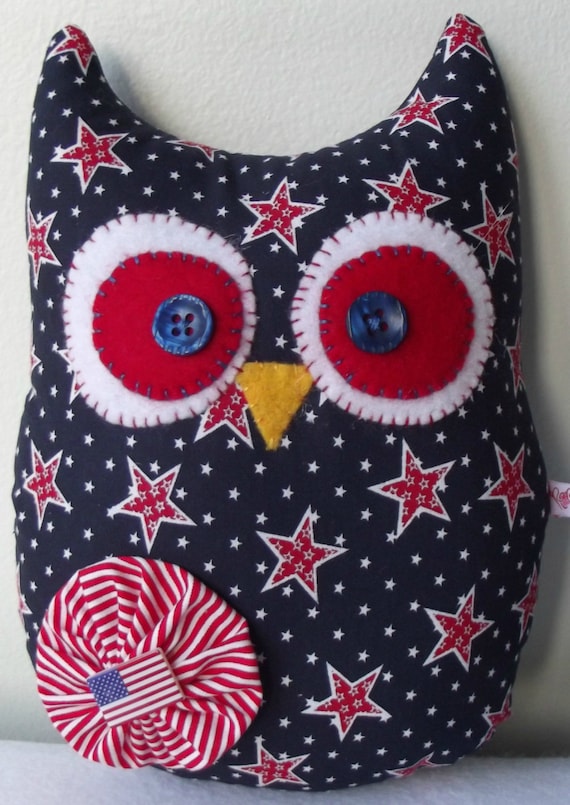 Patriotic Owl Decoration-Patriotic Decor-Owl Plush-Red White Blue Owl-American Flag decor-Patriotic Gift Idea-Stuffed Owl-Owl Lovers Gift