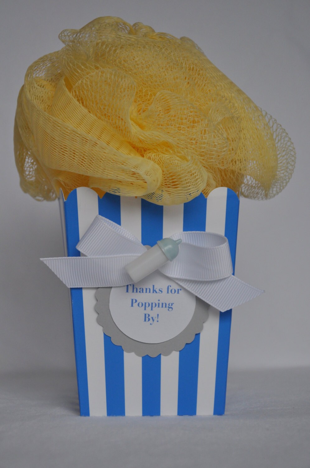 Baby Shower Favor Popcorn Blue and Gray Baby by KristinsWhimsy