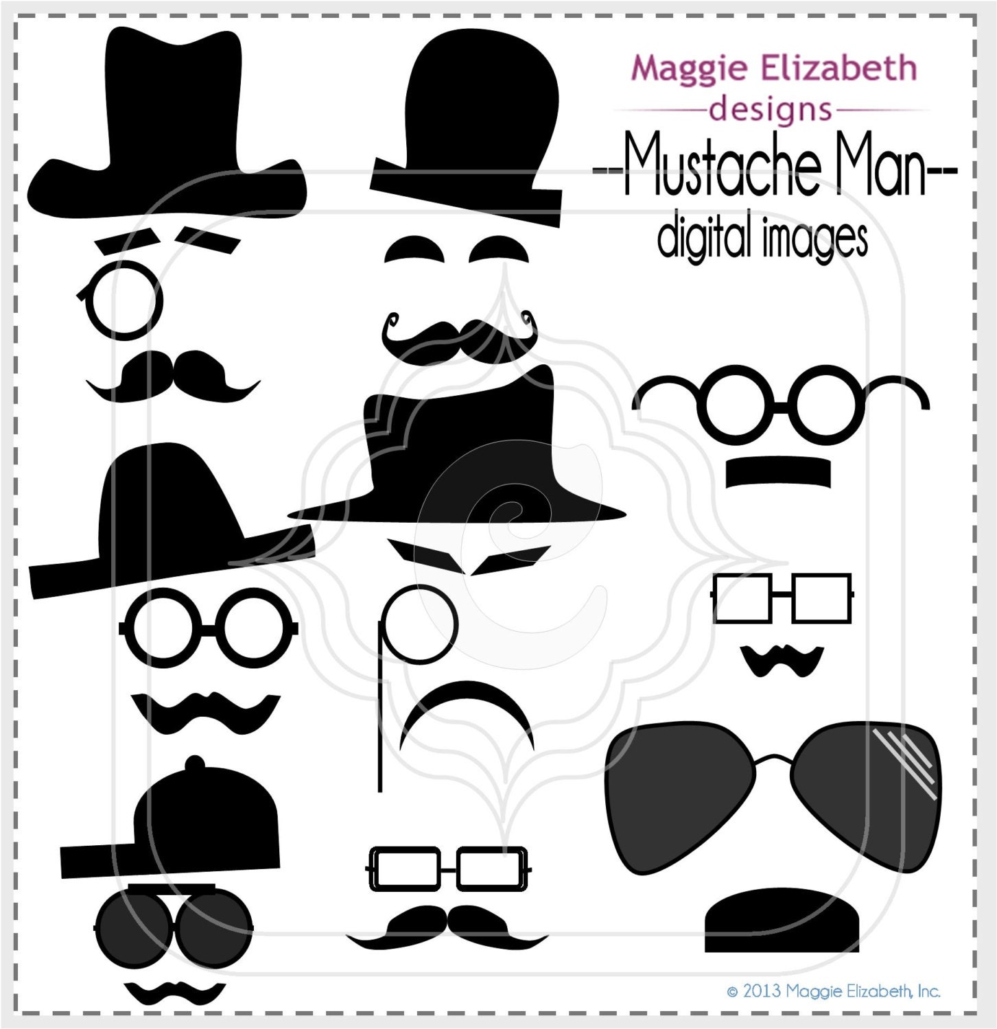 Mustache Man Instant Download Clip Art Free gift