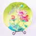 Decorative Plate Floral Handpainted Teal Pink Green Coral Gold Trim Art Deco Shabby and Chic