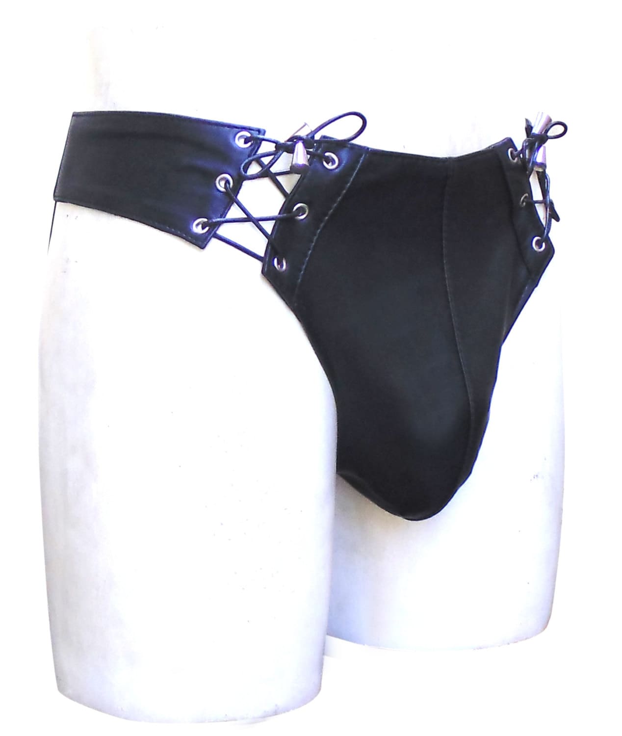 Leather Jockstrap with LaceUp Custom Made to Order BTLN008