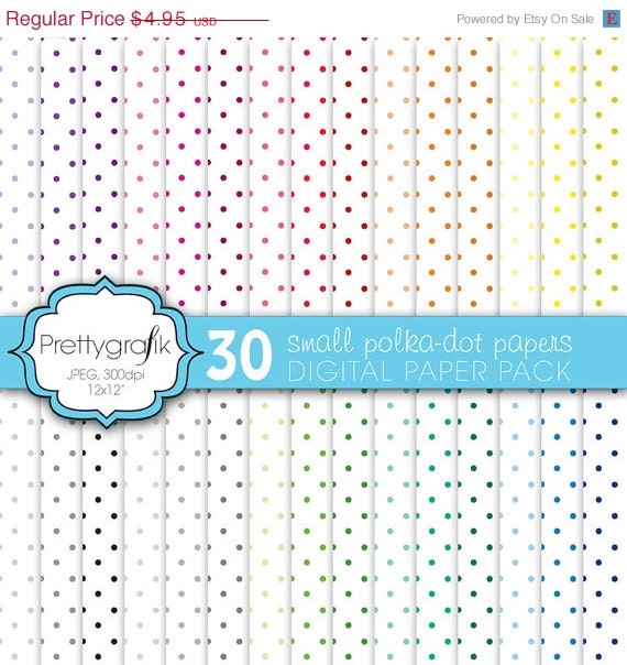 40% OFF SALE 30 polka dot digital paper, commercial use, scrapbook papers, background - PS580 Il_570xn