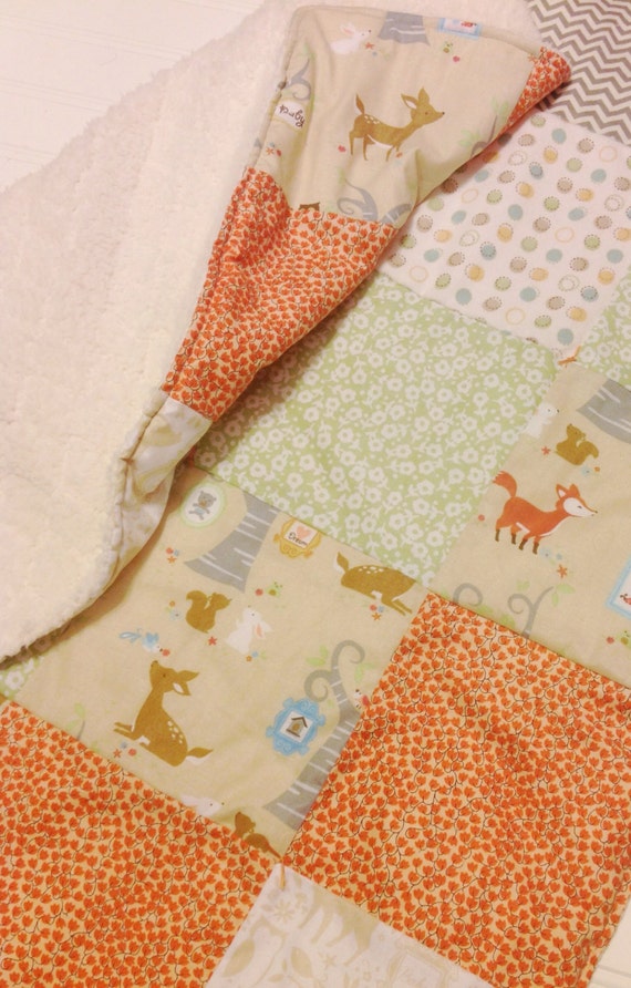 bridesmaid out dress baby blanket of Animals Fabric crib blanket quilt baby or Woodland Cuddle