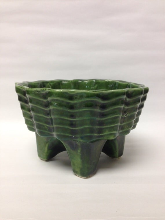 CP Cookson Pottery CP 1445 USA green footed planter