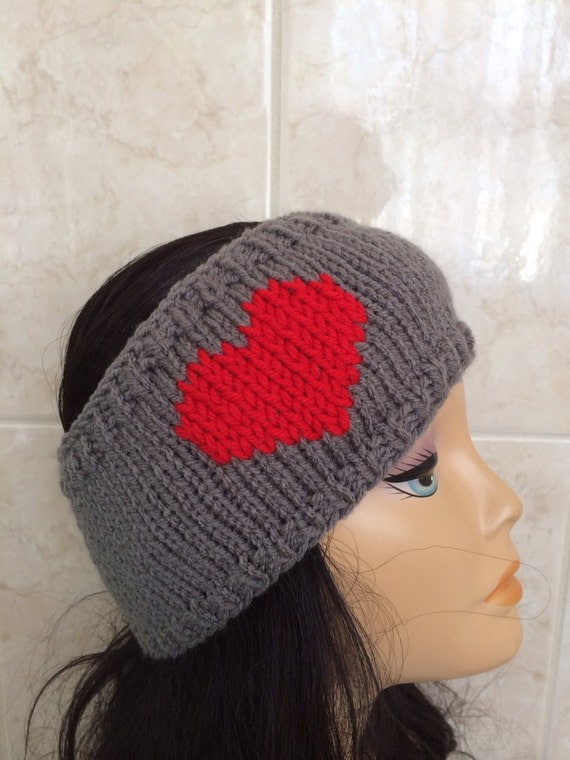 Valentines DayKnitted Heart Headband Knitted by SongulDesigns
