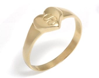14K Gold Filled Heart Signet ring inlaid with colorful Enamel