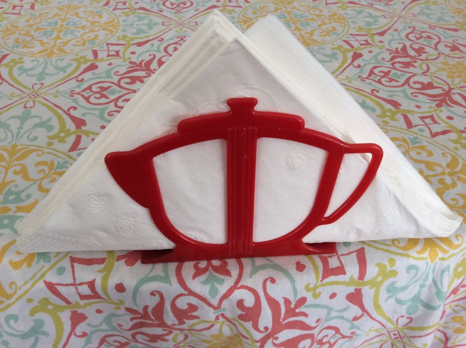 Red Vintage Teapot Napkin Holder