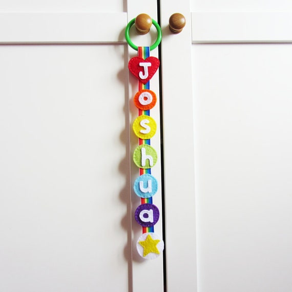 Personalised rainbow baby wall hanging by MadeByEdenGrace on Etsy