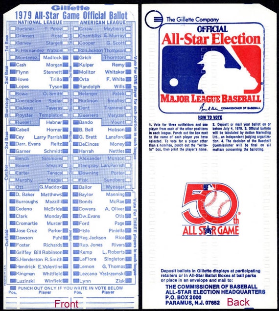 Items similar to 1979 MLB All Star Game Ballot Baseball Card Major