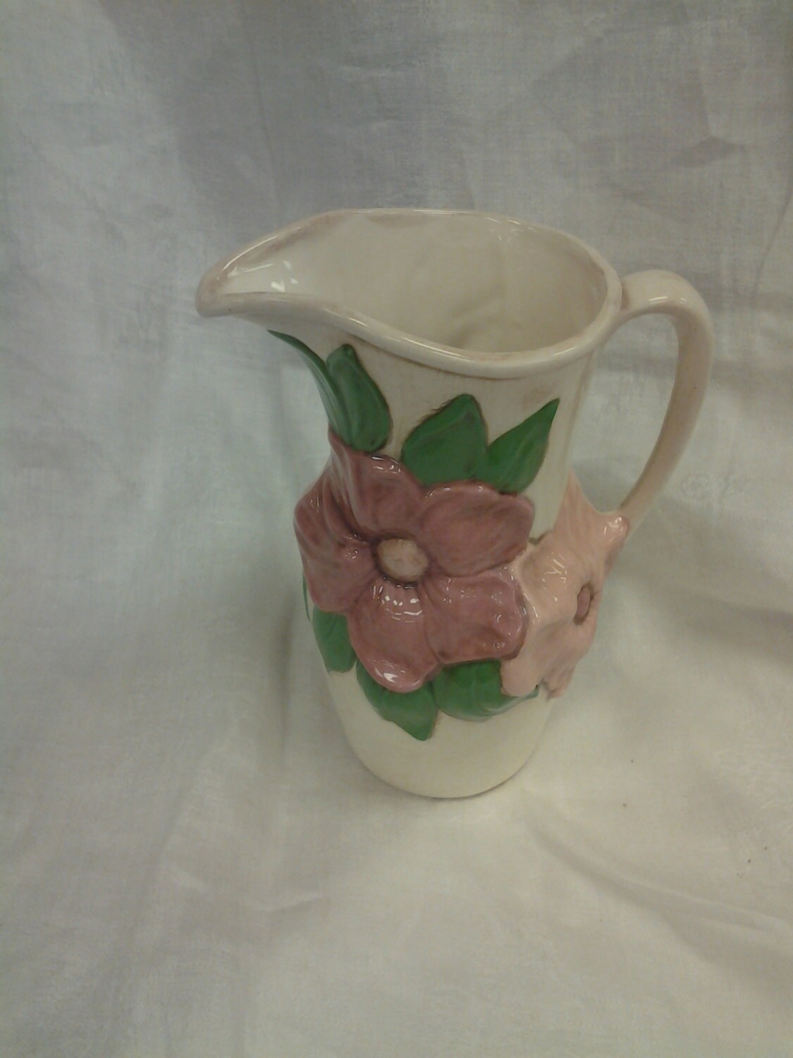 Collectible Holland Mold Ceramic Serving Pink Flower Pitcher