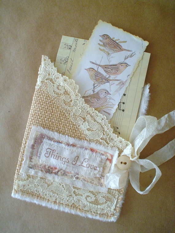 Burlap Lace Fabric Pocket Photo Holder Card Letter Holder