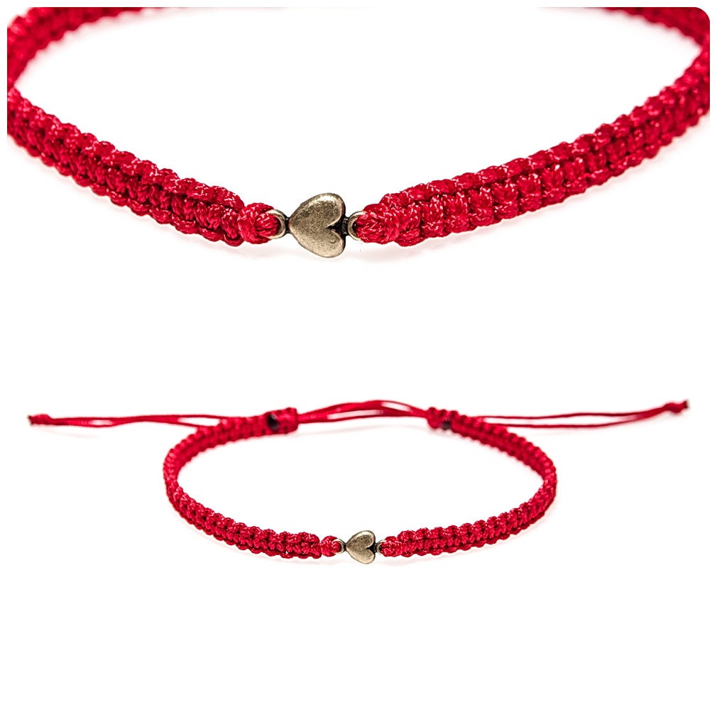 Tiny Heart Red Kabbalah Bracelet Heart Bracelet Delicate Heart