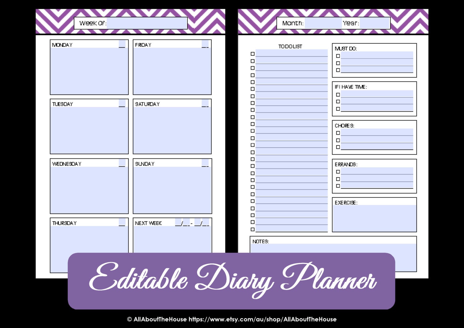 Weekly Planner Printable Editable | editable weekly planner printable chevron by allaboutthehouse Weekly Planner Printable Editable | editable weekly planner printable chevron by allaboutthehouse