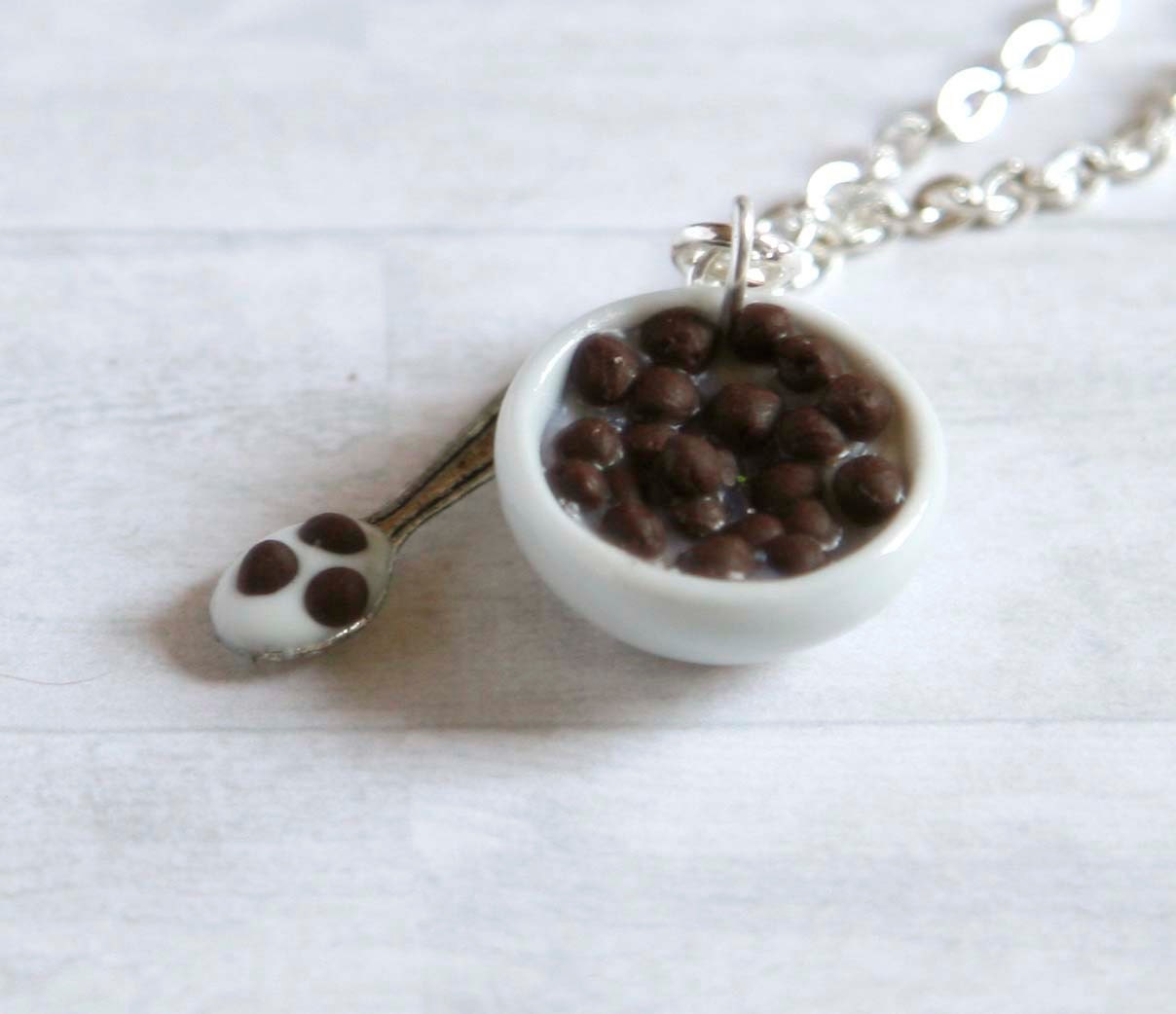 Cereal bowl necklace cheerios fruit loops cornflakes by Zoozim