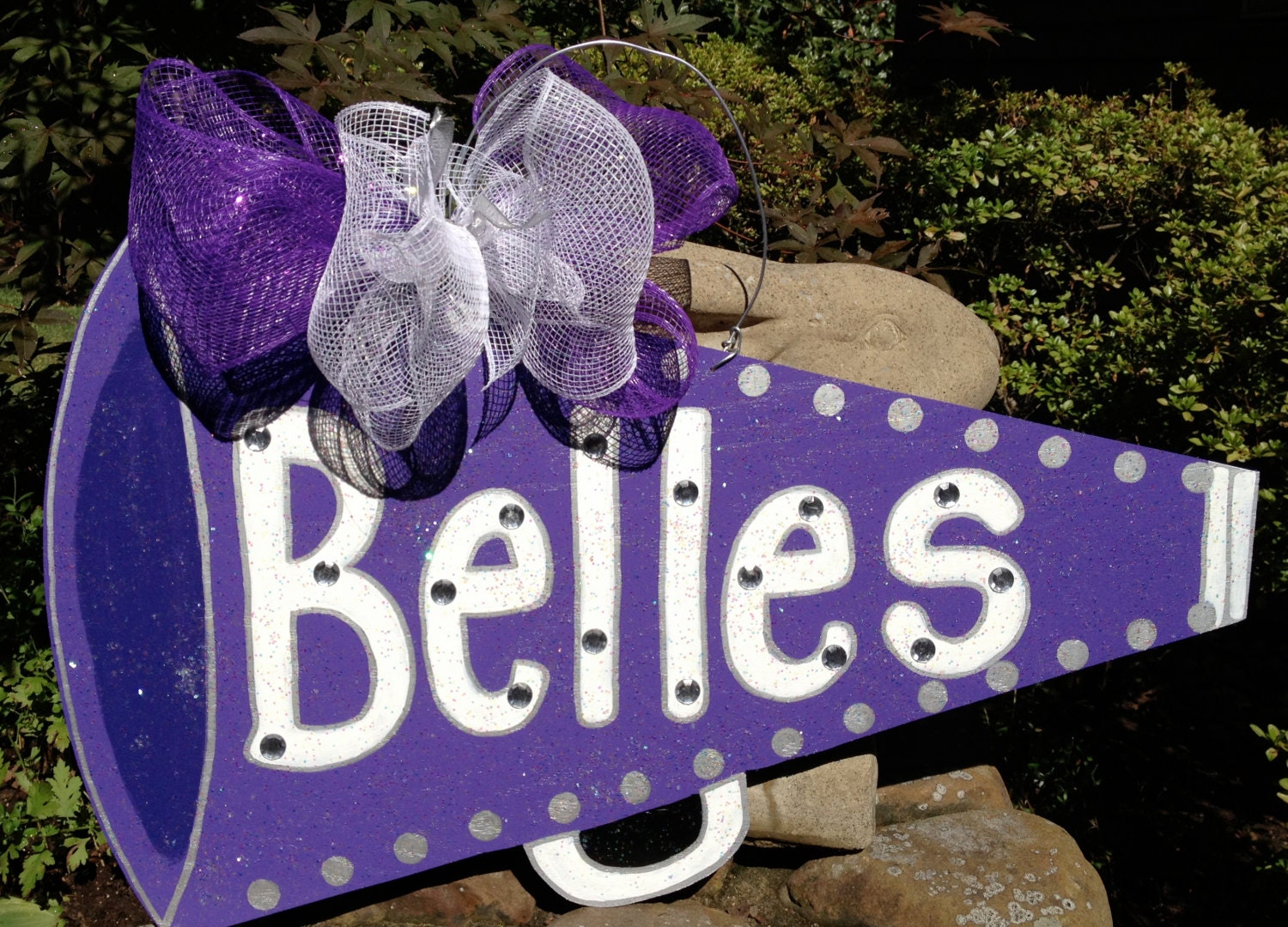 Wooden Hand Painted Cheerleading Megaphone