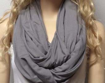 Gentle Gray Infinity Scarf SUPER Soft Knit