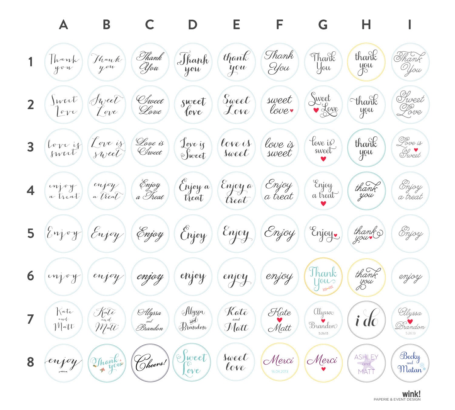 100 Custom Wedding Stickers / Favor Bags / Birthday by WinkEvents