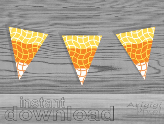 Candy Corn, Printable Pennant, Halloween banner, DIY Party Decoration, party supplies, digital, instant digital download Il_570xn