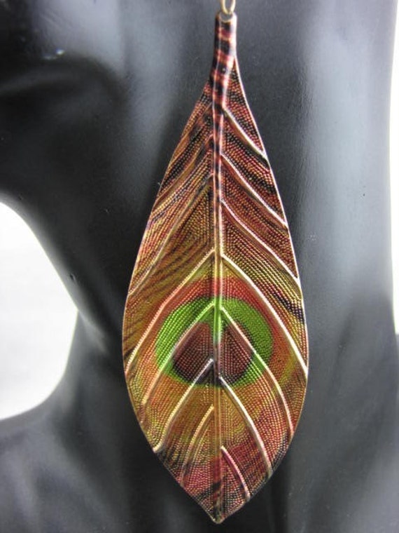 African Copper Feather Earrings by HersheeUniquedesigns on Etsy