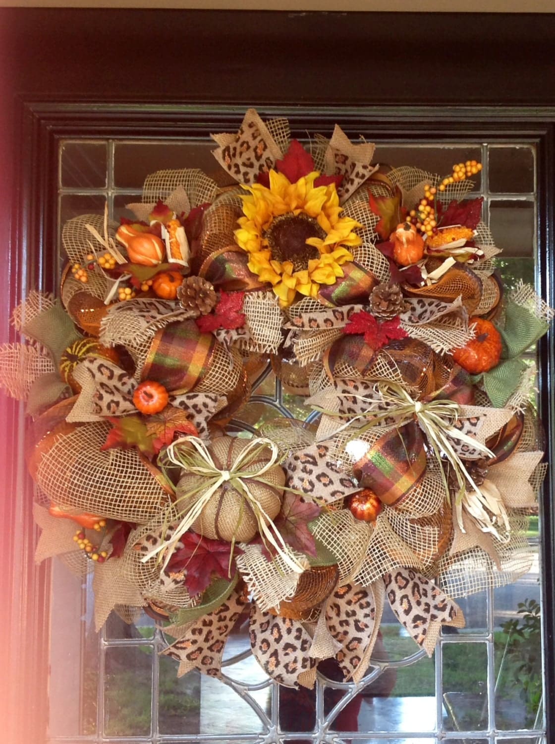 Items similar to Fall Deco Mesh Wreath/Thanksgiving Wreath ...