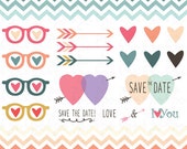 Wedding Clipart Design,Valentines Day,Valentine's clipart, Love,Hearts,Pink,Chevron,invitation card Wd010 Personal and Commercial Use. Il_170x135